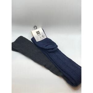 LOOK LEGWEAR Women's Navy Blue-Black Knit Color-Block Over-The-Knee Socks SZ OS